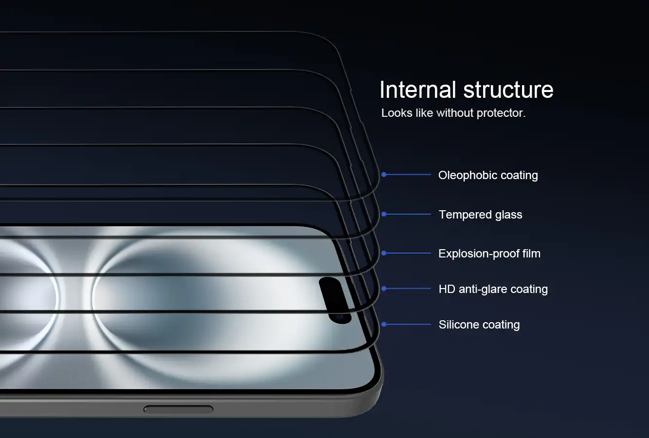 گلس نیلکین آیفون iPhone 16 مدل 3D CP+MAX