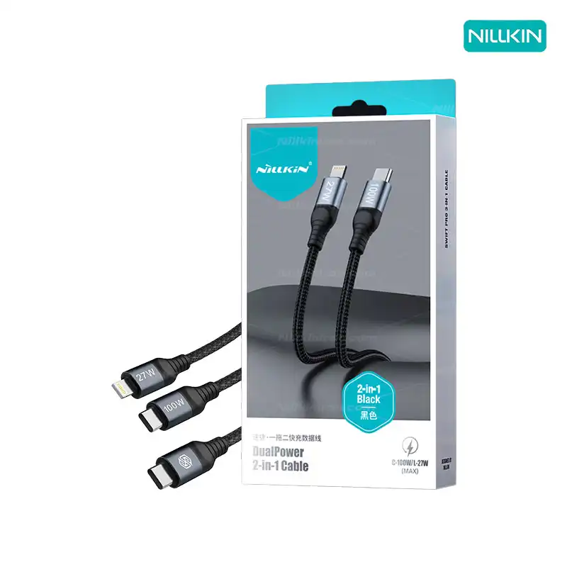 کابل تبدیل USB C به لایتنینگ USB C نیلکین مدل DualPower 2 in 1