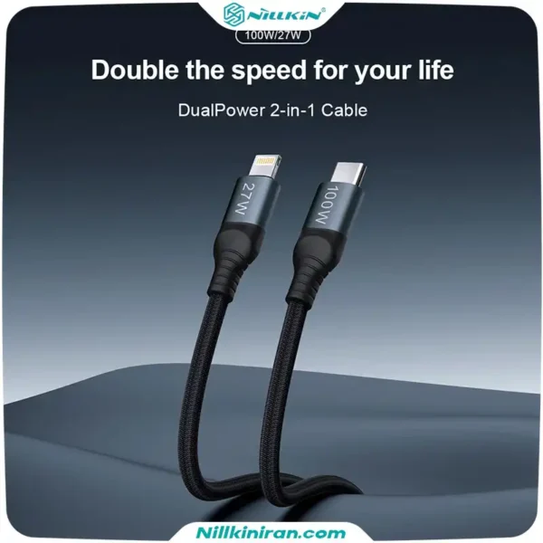 کابل تبدیل USB C به لایتنینگ USB C نیلکین مدل DualPower 2 in 1