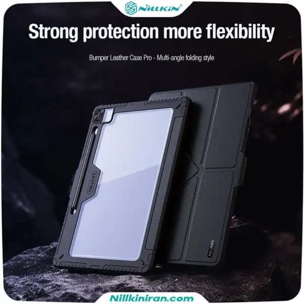 کیف محافظ نیلکین سامسونگ +Samsung Galaxy Tab S10 FE مدل Bumper Leather Case Pro