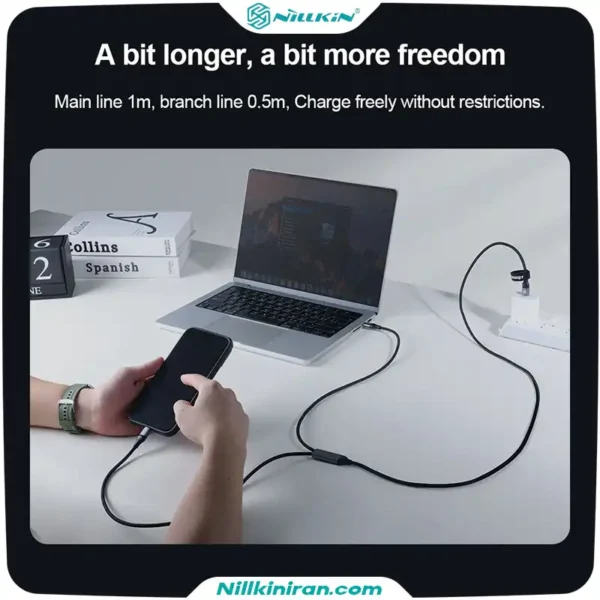کابل تبدیل USB C به لایتنینگ USB C نیلکین مدل DualPower 2 in 1
