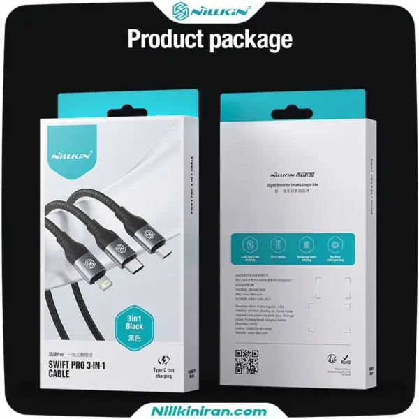 کابل شارژ سه سر نیلکین مدل Swift 3-in-1