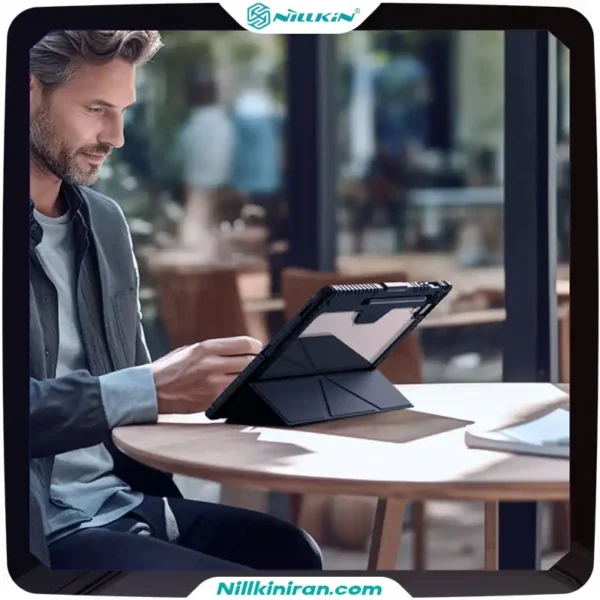 کیف محافظ نیلکین سامسونگ +Samsung Galaxy Tab S10 FE مدل Bumper Leather Case Pro