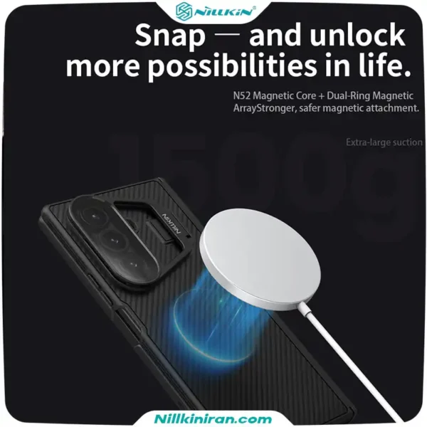 قاب نیلکین سامسونگ Samsung Galaxy Z Fold 7 مدل CamShield Prop Magnetic (Transparent Lens Guard Version)