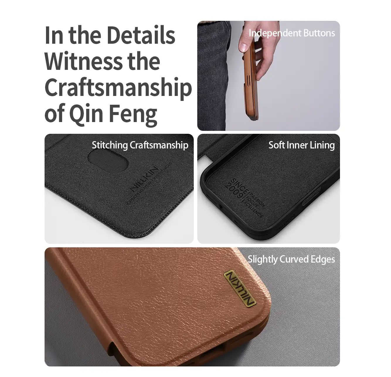 قاب نیلکین iPhone 17 Pro مدل Qin Pro leather
