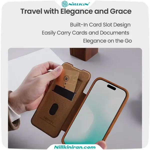 قاب نیلکین iPhone 17 Pro مدل Qin Pro leather