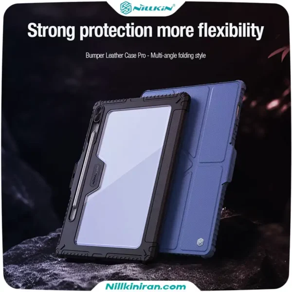 کیف محافظ نیلکین سامسونگ Tab S9 FE Plus مدل Bumper Leather Case Pro