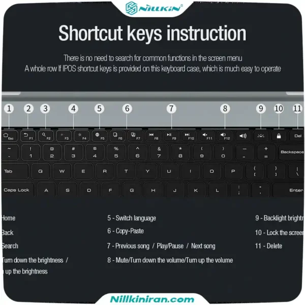 کیف کلاسوری کیبورد دار نیلکین مناسب تبلت Tab S9+/S9+ 5Gمدل Bumper Combo Keyboard Case