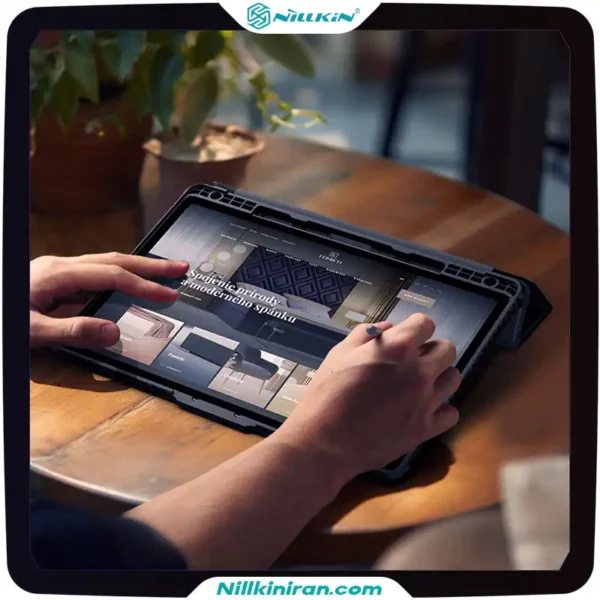 کیف محافظ نیلکین سامسونگ Tab S9 FE Plus مدل Bumper Leather Case Pro