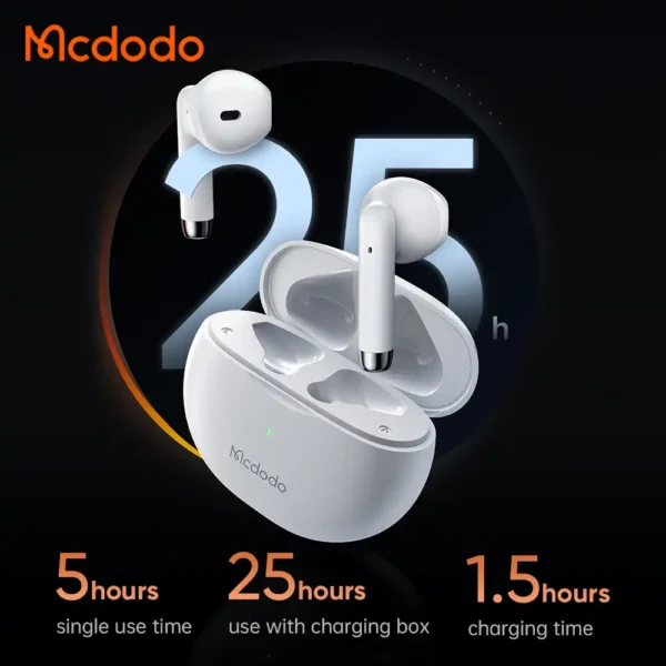 هدفون بی‌ سیم مکدودو مدل HP‑8030 سری TWS Earbuds Lite با بلوتوث نسخه 5.3 و شارژ Type‑C