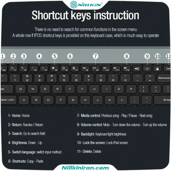 کیف کلاسوری کیبورد دار نیلکین مناسب تبلت Tab S9 FE Plusمدل Bumper Combo Keyboard Case