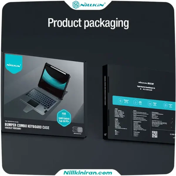 کیف کلاسوری کیبورد دار نیلکین مناسب تبلت Tab S9 FE Plusمدل Bumper Combo Keyboard Case