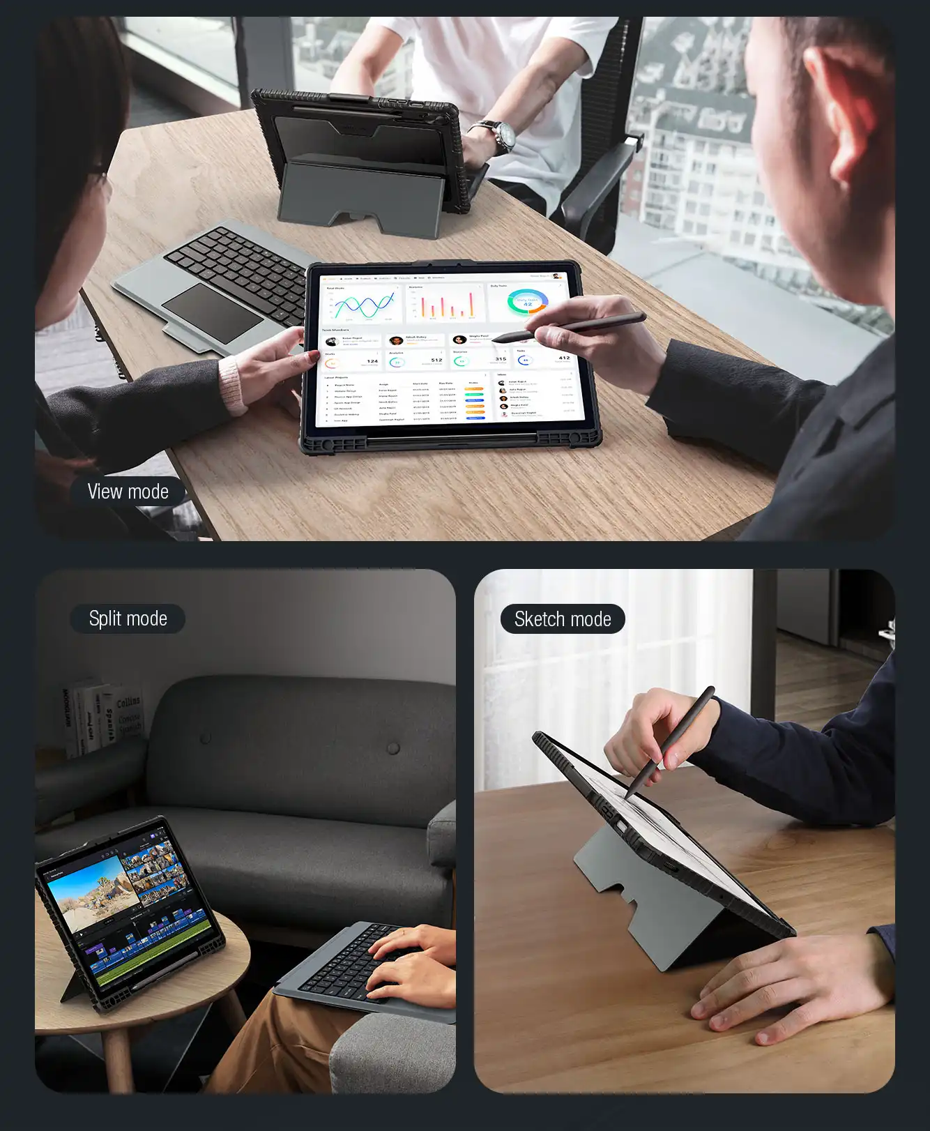 کیف کلاسوری کیبورد دار نیلکین مناسب تبلت Tab S9 FE Plusمدل Bumper Combo Keyboard Case