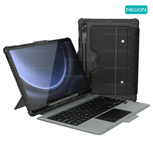 کیف کلاسوری کیبورد دار نیلکین مناسب تبلت Tab S9 FE Plusمدل Bumper Combo Keyboard Case