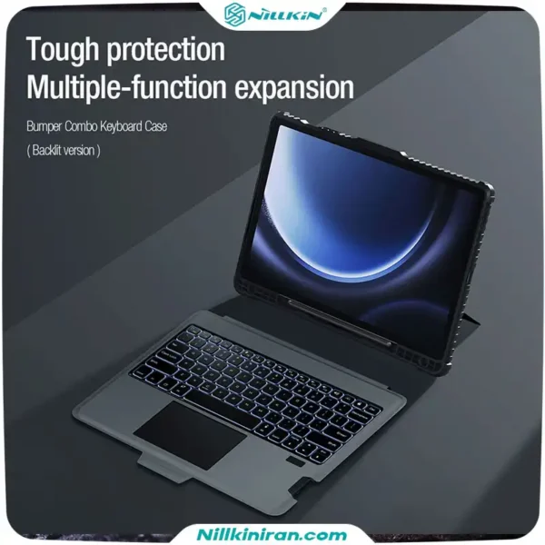 کیف کلاسوری کیبورد دار نیلکین مناسب تبلت Tab S9 FE Plusمدل Bumper Combo Keyboard Case