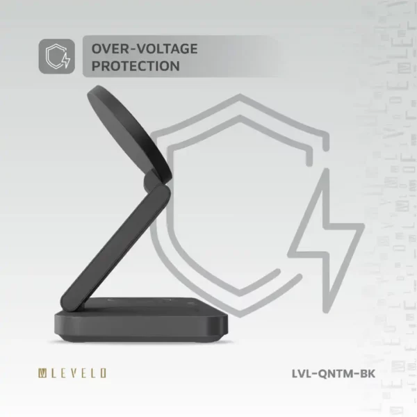 شارژر بی‌ سیم 3 در 1 برند Levelo مدل Quantum با قابلیت تنظیم زاویه