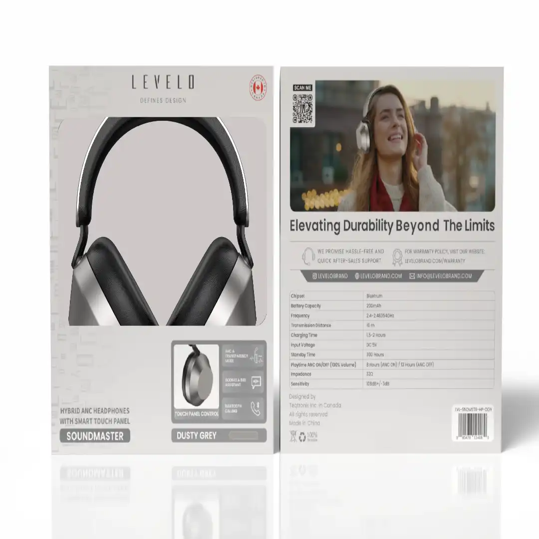 هدفون بی سیم هیبریدی برند Levelo مدل SoundMaster با حذف نویز فعال