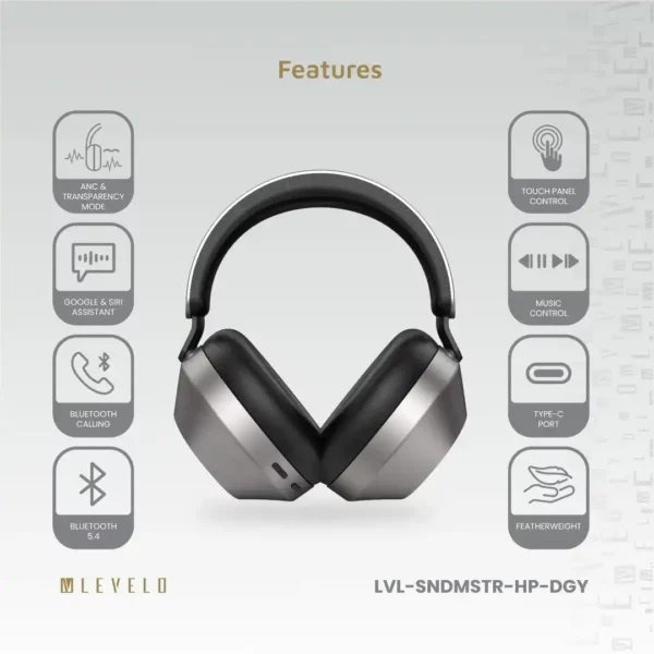 هدفون بی‌ سیم هیبریدی برند Levelo  مدل SoundMaster با حذف نویز فعال