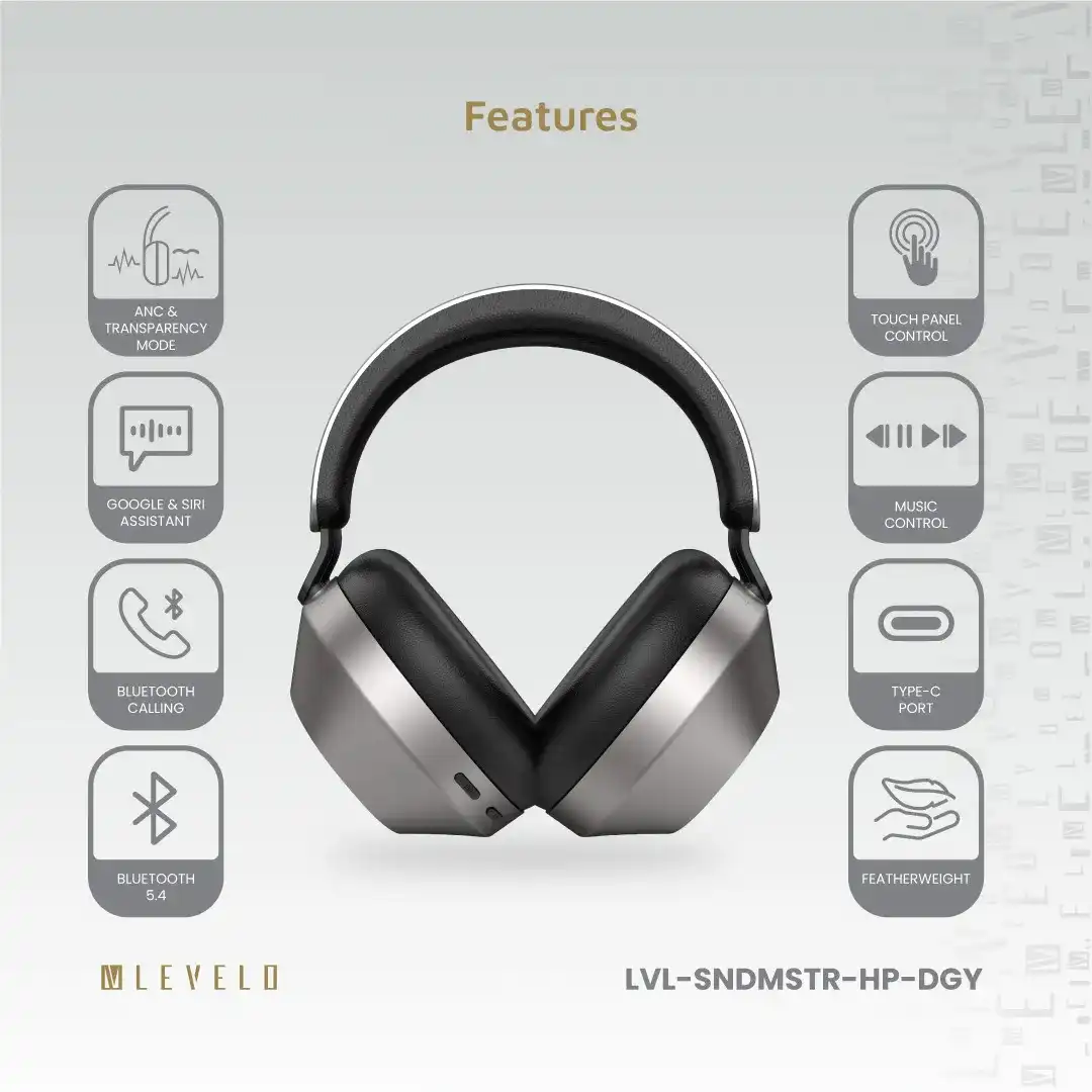 هدفون بی سیم هیبریدی برند Levelo مدل SoundMaster با حذف نویز فعال