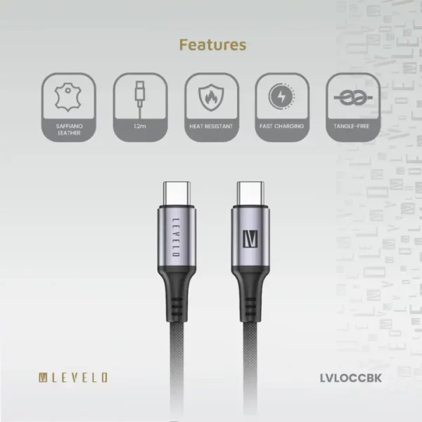 کابل Type‑C به Type‑C برند Levelo مدل Otto با طول کابل 1.2 متر