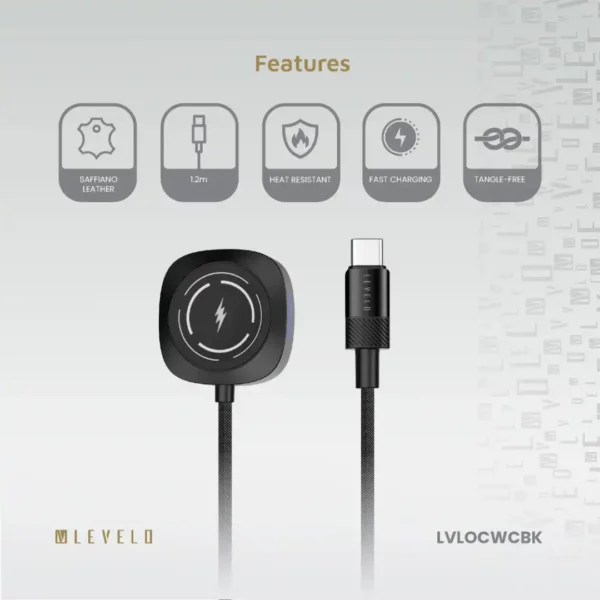شارژر بی‌ سیم Type‑C اپل واچ Levelo مدل Otto با طول 1 متر