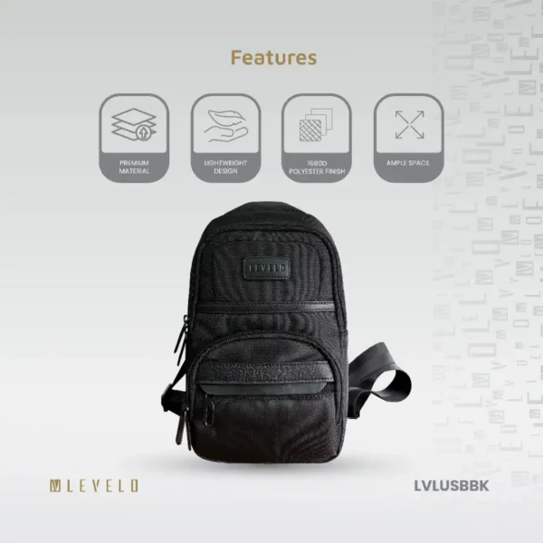 کیف دوشی شهری برند Levelo  مدل Urban Sling Bag (LVL‑USB‑BK) با وزن 400 گرم