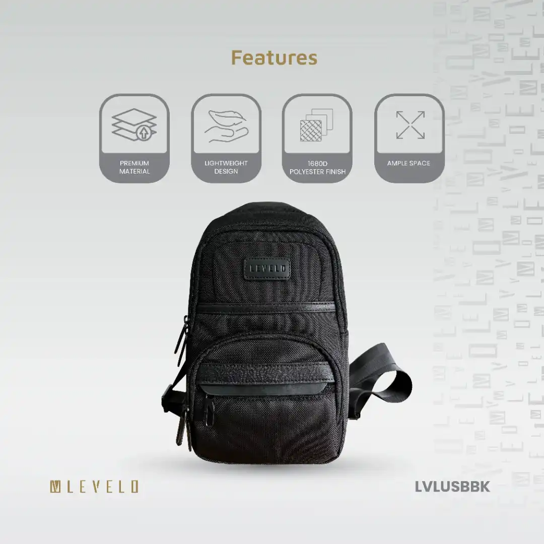 کیف دوشی شهری برند Levelo مدل Urban Sling Bag (LVL‑USB‑BK) با وزن 400 گرم