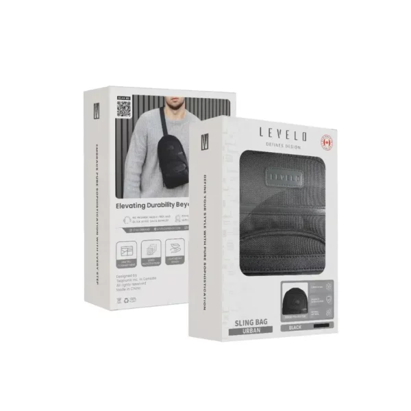 کیف دوشی شهری برند Levelo  مدل Urban Sling Bag (LVL‑USB‑BK) با وزن 400 گرم
