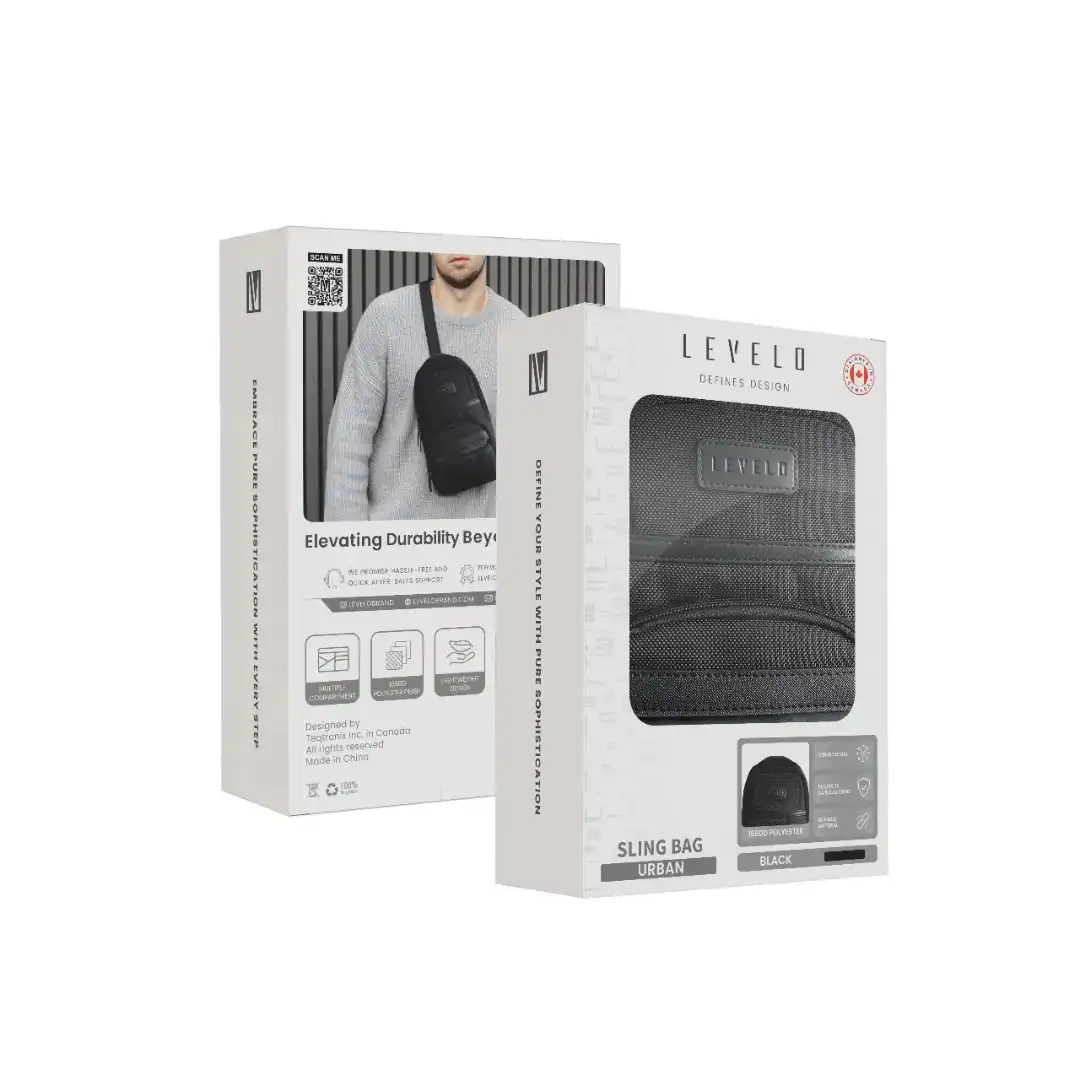 کیف دوشی شهری برند Levelo مدل Urban Sling Bag (LVL‑USB‑BK) با وزن 400 گرم