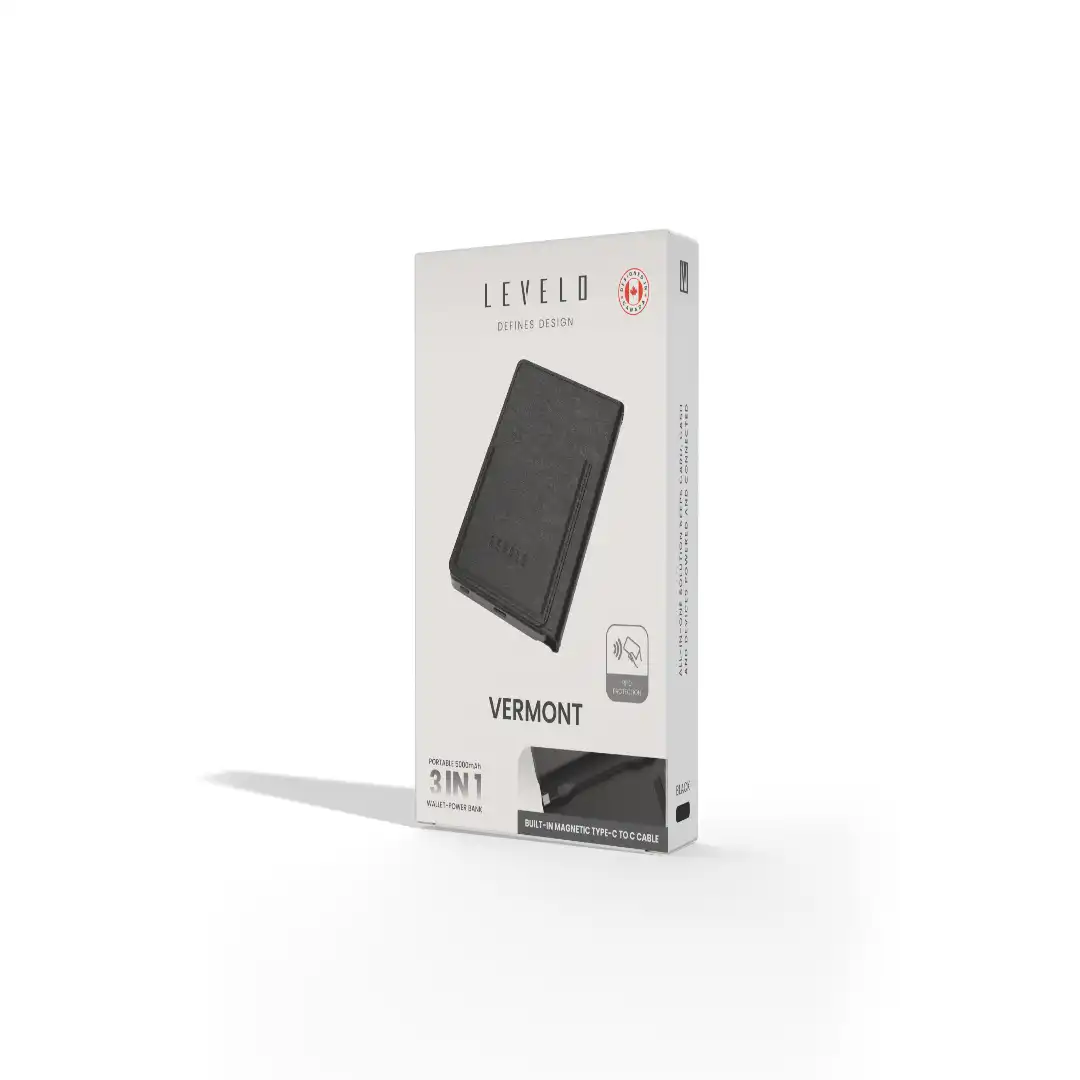 کیف پول و پاوربانک پرتابل 3 در 1 برند Levelo مدل LVL‑VT5PP‑BK ظرفیت 5000 mAh