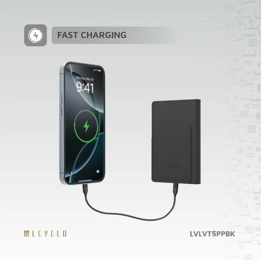 کیف پول و پاوربانک پرتابل 3 در 1 برند Levelo مدل LVL‑VT5PP‑BK ظرفیت 5000 mAh