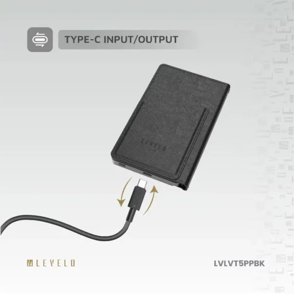 کیف پول و پاوربانک پرتابل 3 در 1 برند Levelo مدل LVL‑VT5PP‑BK ظرفیت 5000 mAh