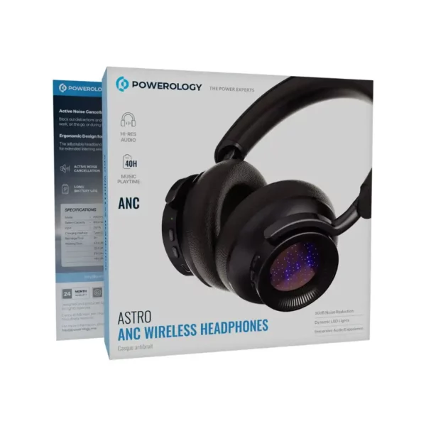 هدفون بی‌ سیم (Over‑Ear) برند Powerology با نویزکنسلینگ فعال