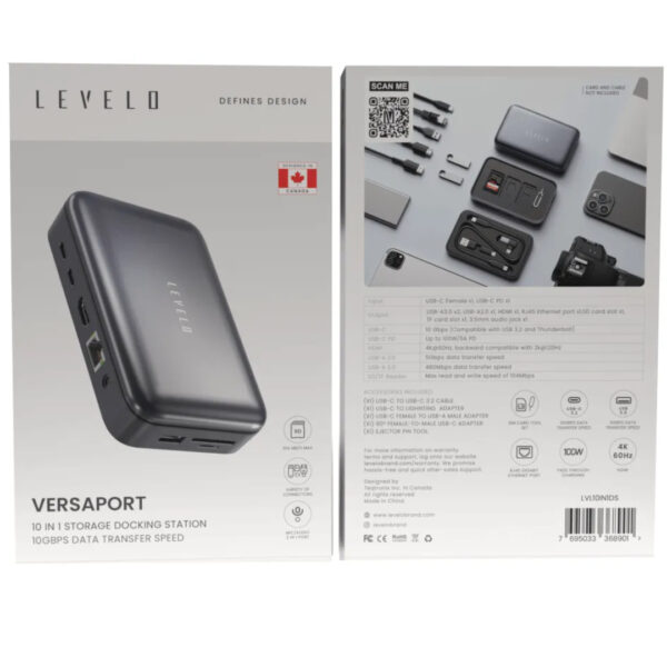هاب و داک استیشن ذخیره‌سازی 10 در 1 برند لولو مدل Levelo VersaPort