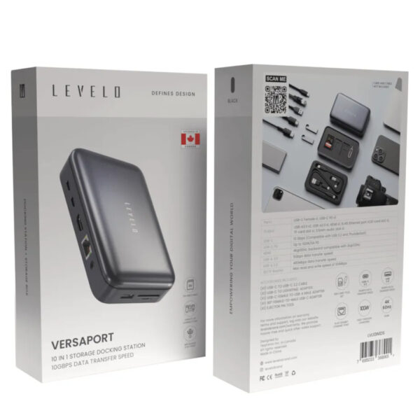 هاب و داک استیشن ذخیره‌سازی 10 در 1 برند لولو مدل Levelo VersaPort