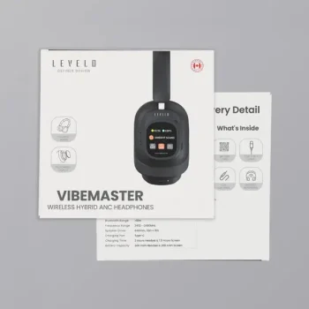 هدفون بی‌سیم هیبریدی برند لولو مدل Levelo VibeMaster  با حذف نویز و نمایشگر LCD