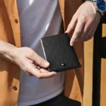 کیف پول جیبی چرمی برند Levelo مدل Bifold Black Genuine Leather Pocket Organizer