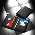 کیف پول جیبی چرمی برند Levelo مدل Bifold Black Genuine Leather Pocket Organizer
