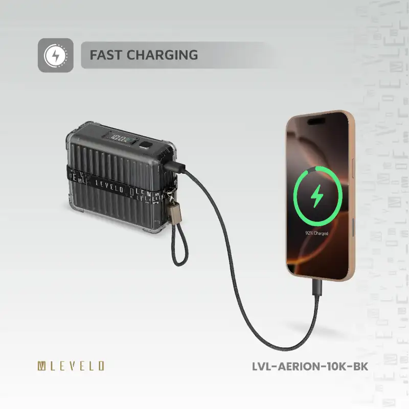 پاوربانک و شارژر همراه قابل حمل 10000 میلی‌آمپر ساعتی Levelo Aerion 