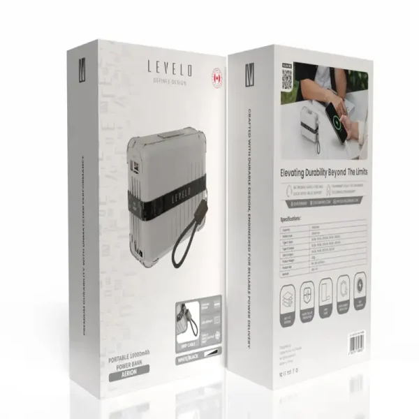 پاوربانک و شارژر همراه قابل حمل 10000 میلی‌آمپر ساعتی Levelo Aerion 