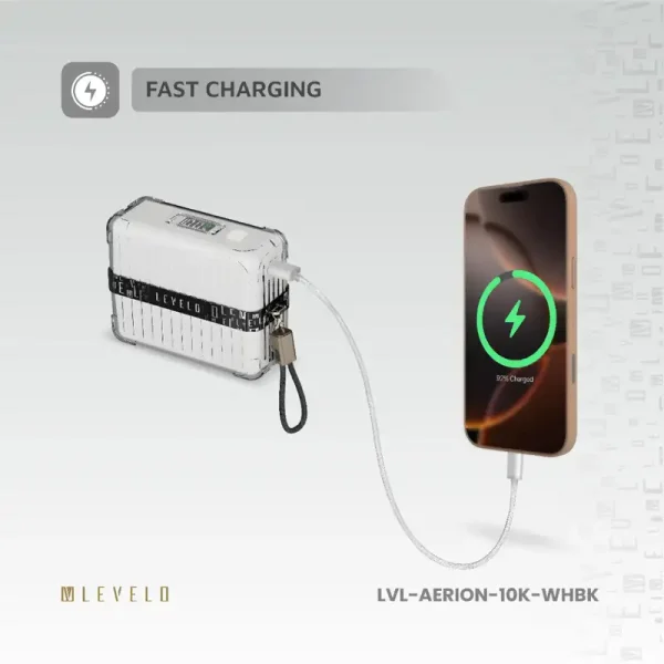 پاوربانک و شارژر همراه قابل حمل 10000 میلی‌آمپر ساعتی Levelo Aerion 