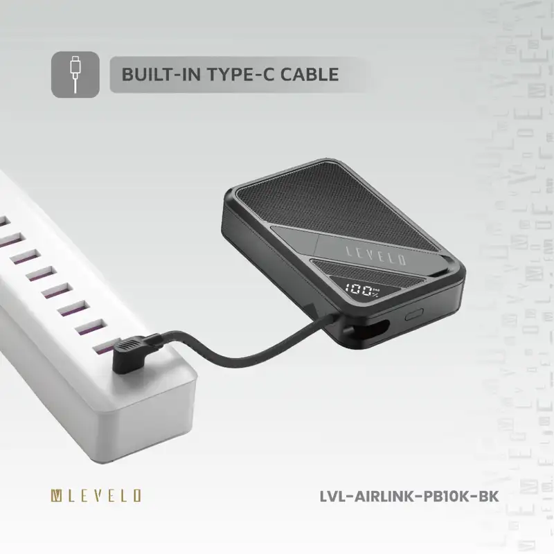 پاوربانک و شارژر همراه AirLink 10000mAh MagSafe از برند لولو با کابل Type-C داخلی و استندپاوربانک و شارژر همراه AirLink 10000mAh MagSafe از برند لولو با کابل Type-C داخلی و استند
