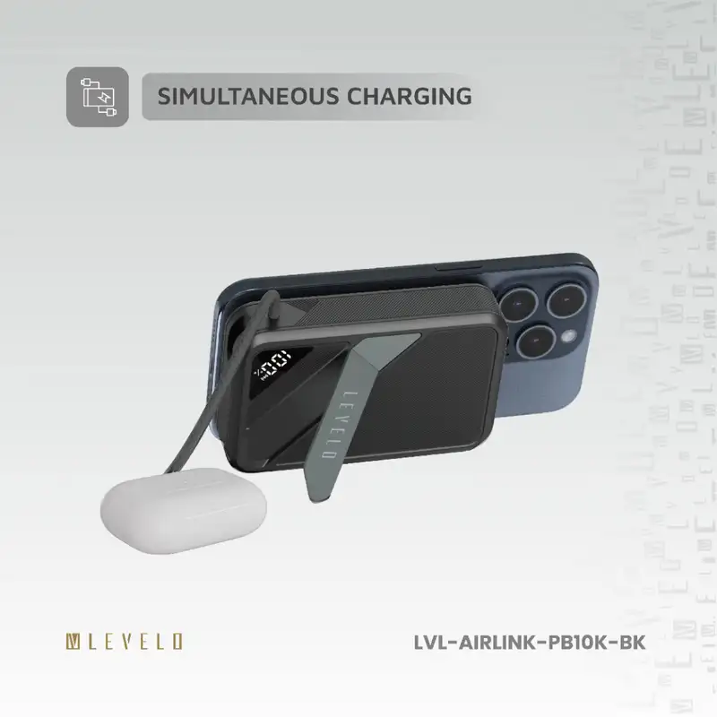 پاوربانک و شارژر همراه AirLink 10000mAh MagSafe از برند لولو با کابل Type-C داخلی و استند