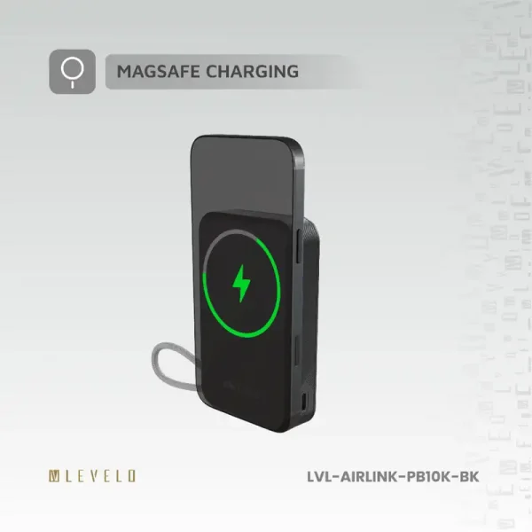 پاوربانک و شارژر همراه AirLink 10000mAh MagSafe از برند لولو با کابل Type-C داخلی و استند