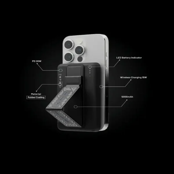 پاوربانک لولو مدل Seoul ظرفیت 5000 میلی آمپر ساعت سازگار با MagSafe با شارژ بی سیم و با سیم