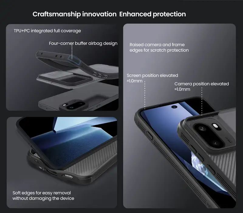 قاب نیلکین وان پلاس OnePlus 15R / Ace 6 / Ace 6T مدل CamShield Pro شفاف 